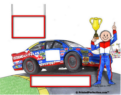Race Car Driver - Stock, Male - Friendly Folks Personalized Snow Globe