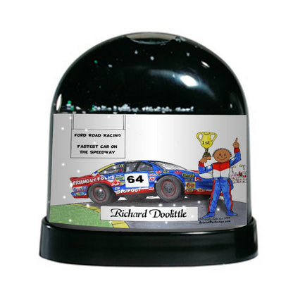 Race Car Driver - Stock, Male - Friendly Folks Personalized Snow Globe