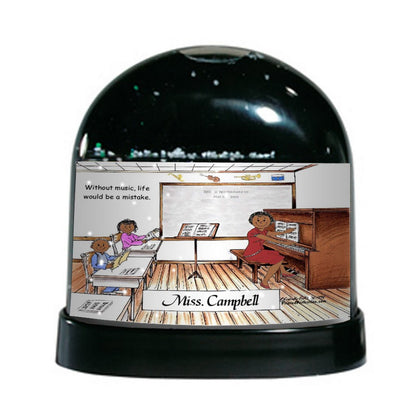 School Music Teacher, Female - Friendly Folks Personalized Snow Globe