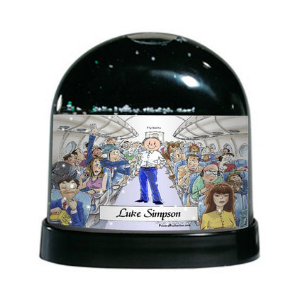 Flight Attendant, Male - Friendly Folks Personalized Snow Globe