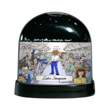 Flight Attendant, Male - Friendly Folks Personalized Snow Globe