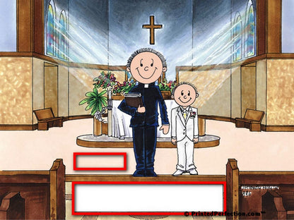 First Communion, Male Priest with Boy - Friendly Folks Personalized Snow Globe