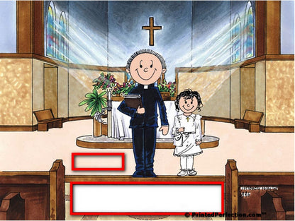First Communion, Male Priest with Girl - Friendly Folks Personalized Snow Globe