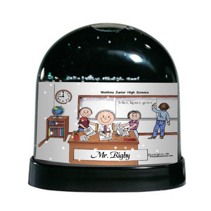 School Teacher - Middle & High School, Male - Friendly Folks Personalized Snow Globe