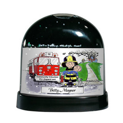 Fire Fighter, Female - Friendly Folks Personalized Snow Globe