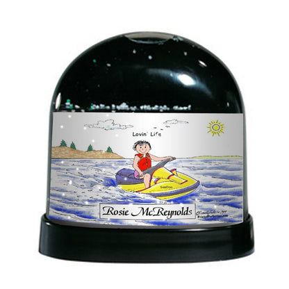 Jet Ski Rider, Female - Friendly Folks Personalized Snow Globe