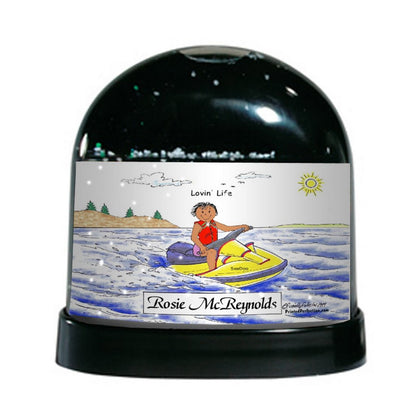 Jet Ski Rider, Female - Friendly Folks Personalized Snow Globe