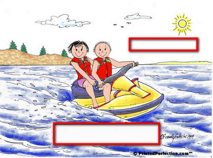 Jet Ski Rider, Couple - Friendly Folks Personalized Snow Globe