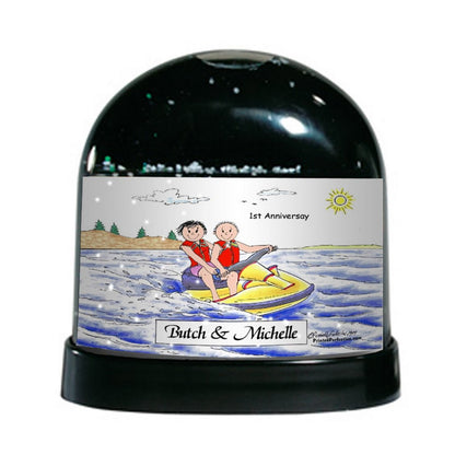 Jet Ski Rider, Couple - Friendly Folks Personalized Snow Globe