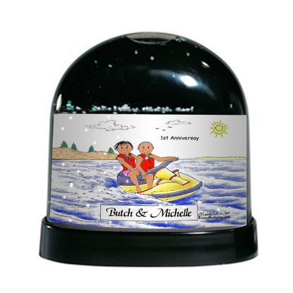 Jet Ski Rider, Couple - Friendly Folks Personalized Snow Globe