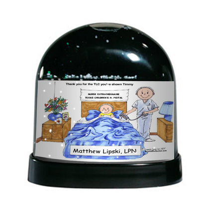 Nurse, Male with Child Patient - Friendly Folks Personalized Snow Globe