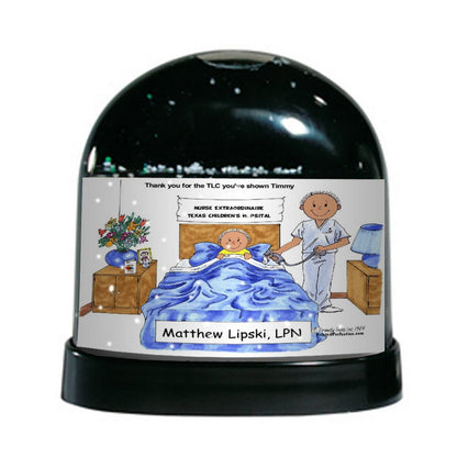 Nurse, Male with Child Patient - Friendly Folks Personalized Snow Globe