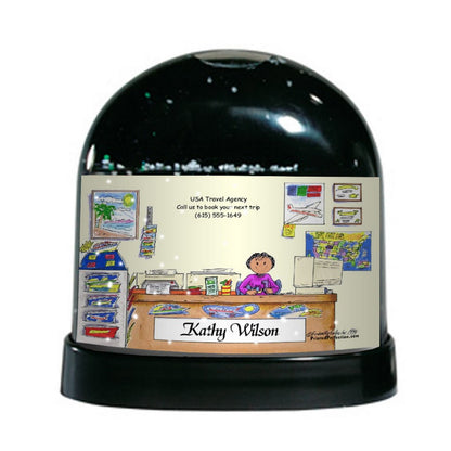 Travel Agent, Female - Friendly Folks Personalized Snow Globe