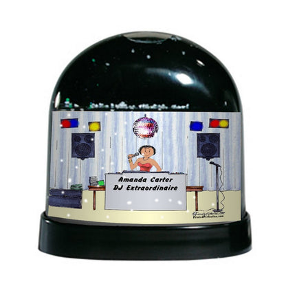 Disc Jockey - MC, Female - Friendly Folks Personalized Snow Globe