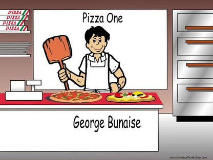 Pizza Maker, Male - NTT Personalized Snow Globe