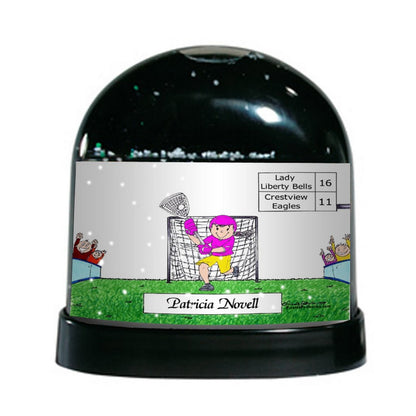 Lacrosse Player (standard uniform), Female - Friendly Folks Personalized Snow Globe