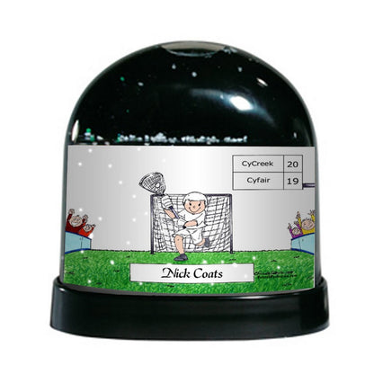 Lacrosse Player (white uniform), Male- Friendly Folks Personalized Snow Globe