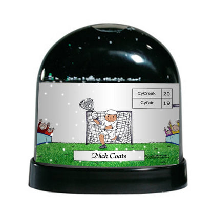 Lacrosse Player (white uniform), Male- Friendly Folks Personalized Snow Globe