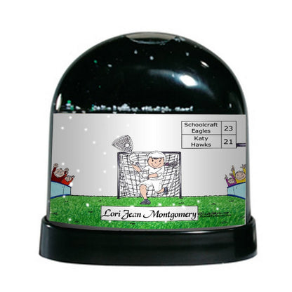 Lacrosse Player (white uniform), Female - Friendly Folks Personalized Snow Globe
