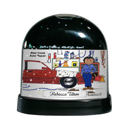 Auto Mechanic, Female - Friendly Folks Personalized Snow Globe