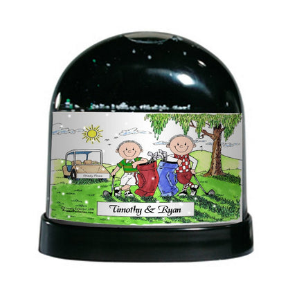 Golf Friends, 2 Males - Friendly Folks Personalized Snow Globe