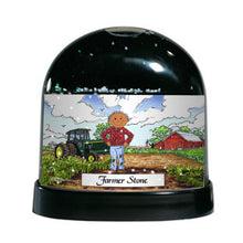 Farmer - Green Tractor, Male - Friendly Folks Personalized Snow Globe