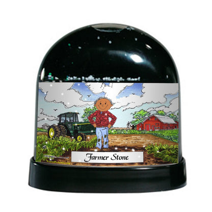 Farmer - Green Tractor, Male - Friendly Folks Personalized Snow Globe