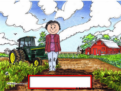Farmer - Green Tractor, Female - Friendly Folks Personalized Snow Globe