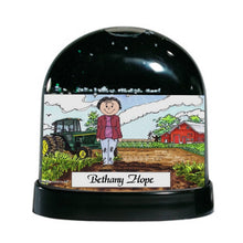 Farmer - Green Tractor, Female - Friendly Folks Personalized Snow Globe