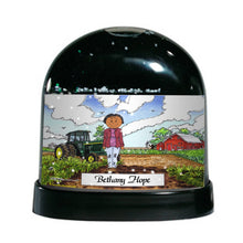 Farmer - Green Tractor, Female - Friendly Folks Personalized Snow Globe