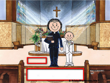 First Communion, Female Priest with Boy - Friendly Folks Personalized Snow Globe