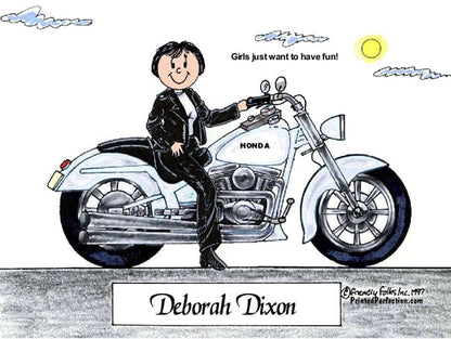 Motorcycle Lover - White Bike, Female - Friendly Folks image 0