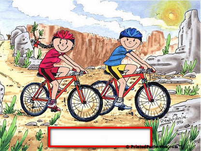 Mountain Bike, Bicyclist, Couple - Friendly Folks Personalized Snow Globe