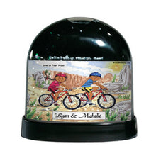 Mountain Bike, Bicyclist, Couple - Friendly Folks Personalized Snow Globe