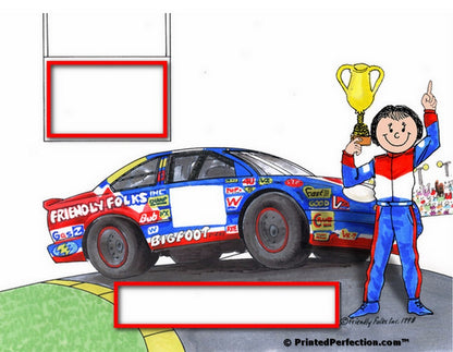 Race Car Driver - Stock, Female - Friendly Folks Personalized Snow Globe
