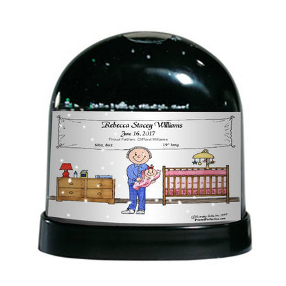 New Baby Girl, Single Dad - Friendly Folks Personalized Snow Globe