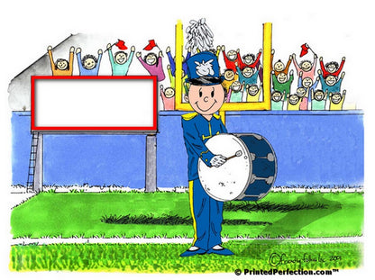Marching Band, Bass Drum (white uniform), Male - Friendly Folks Personalized Snow Globe
