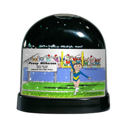 Baton Twirler (blue leotard), Female - Friendly Folks Personalized Snow Globe