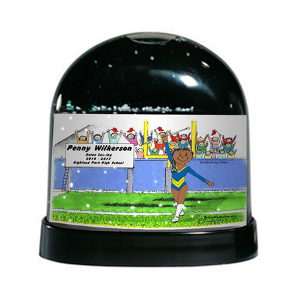Baton Twirler (blue leotard), Female - Friendly Folks Personalized Snow Globe