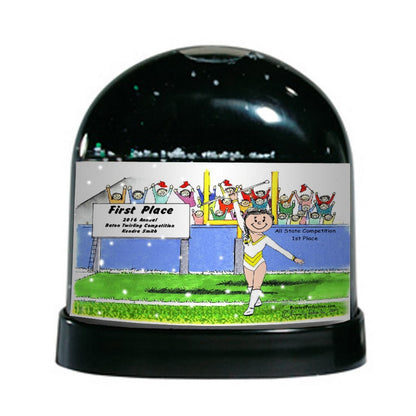 Baton Twirler (white leotard), Female - Friendly Folks Personalized Snow Globe