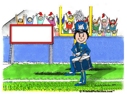 Marching Band, Drum Snare (blue uniform), Female - Friendly Folks Personalized Snow Globe