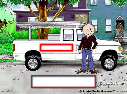 Pick Up Truck (white), Male - Friendly Folks  Personalized Snow Globe