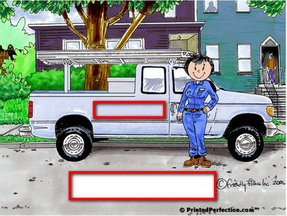 Pick Up Truck (blue), Female - Friendly Folks Personalized Snow Globe