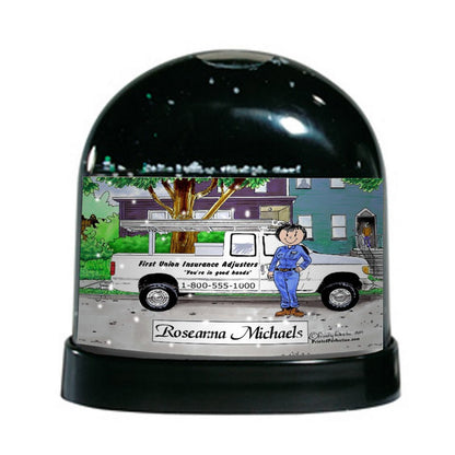 Pick Up Truck (white), Female - Friendly Folks Personalized Snow Globe