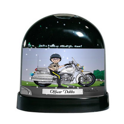 Motorcycle Cop, Male- Friendly Folks Personalized Snow Globe