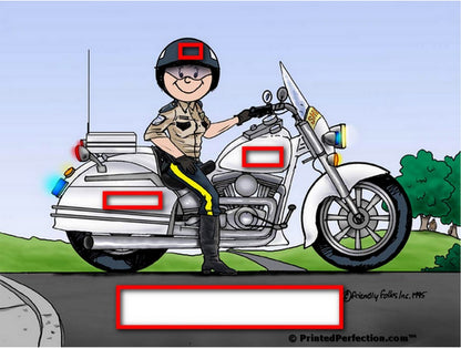 Motorcycle Cop, Female- Friendly Folks Personalized Snow Globe