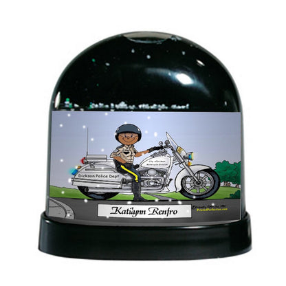 Motorcycle Cop, Female- Friendly Folks Personalized Snow Globe