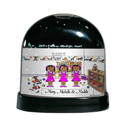 Triplet Girls, Sisters, Friends - Friendly Folks Personalized Snow Globe