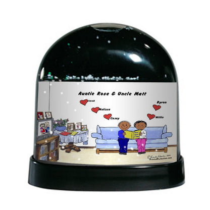 Grandpa & Grandma, 5 Hearts - Friendly Folks Personalized Snow Globe