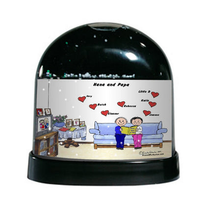 Grandpa & Grandma, 7 Hearts - Friendly Folks Personalized Snow Globe